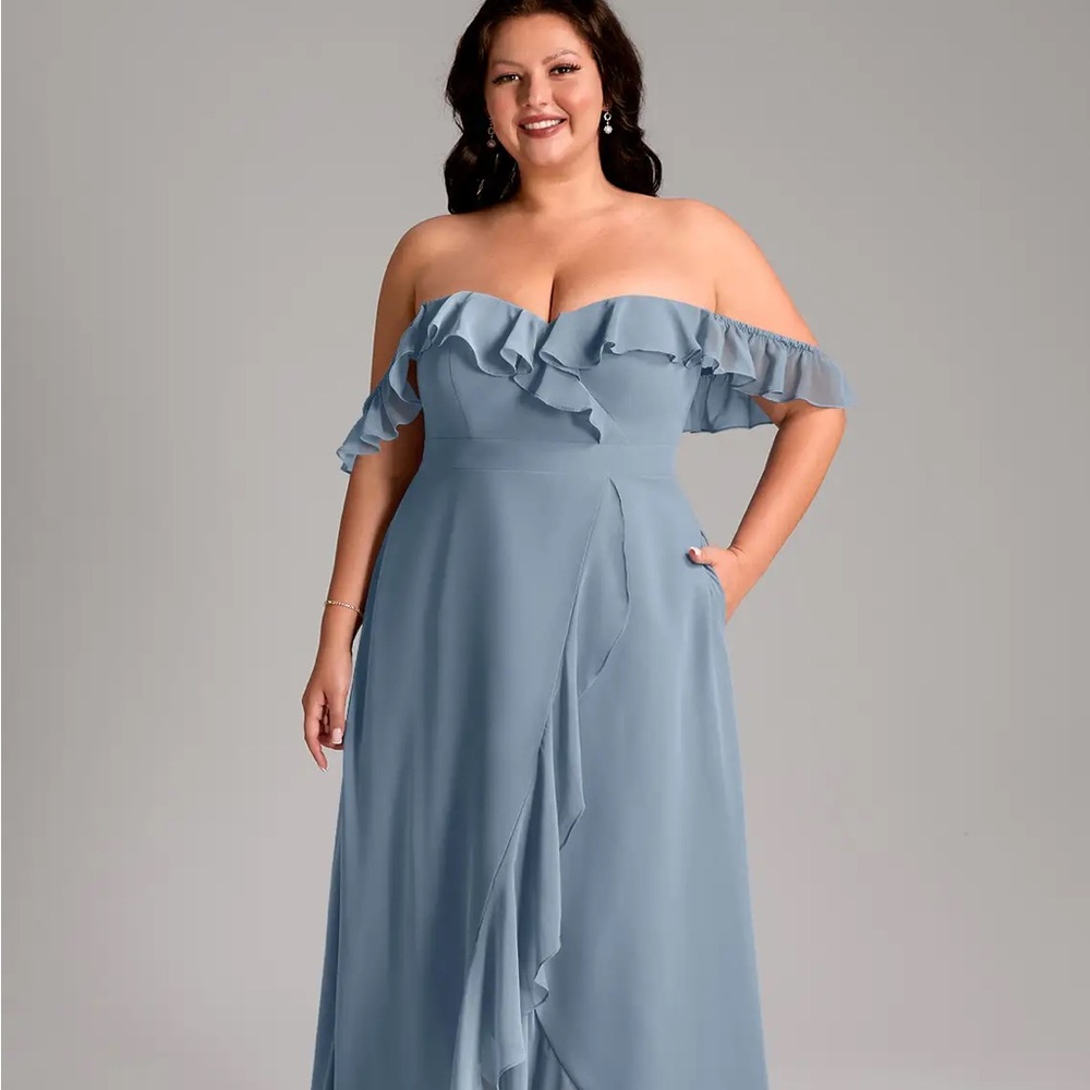 Azazie Lyra dress in Dusty Blue